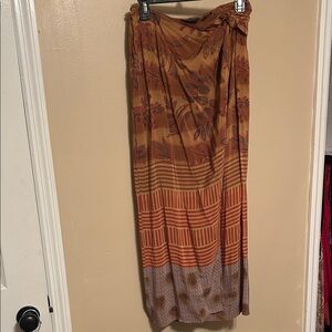 Express Orange and Red Floral Skirt